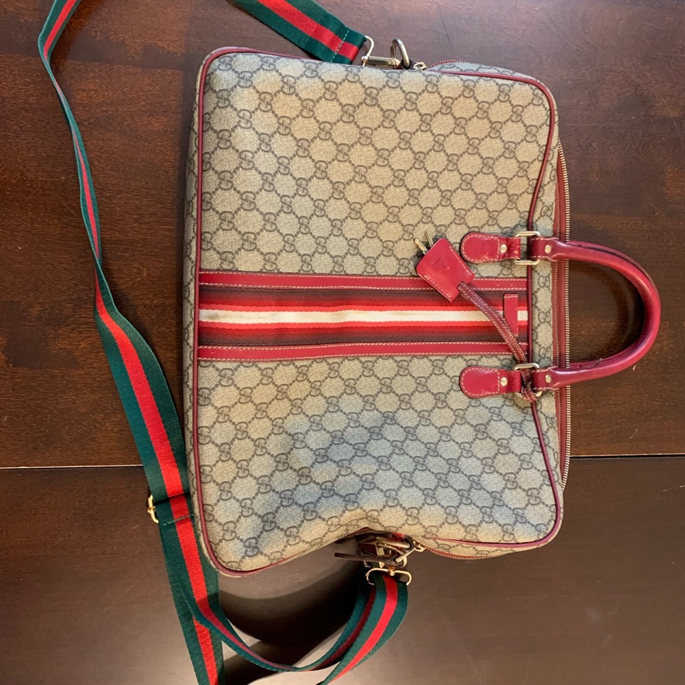 Gucci Monogram Canvas Bag with Red Accents